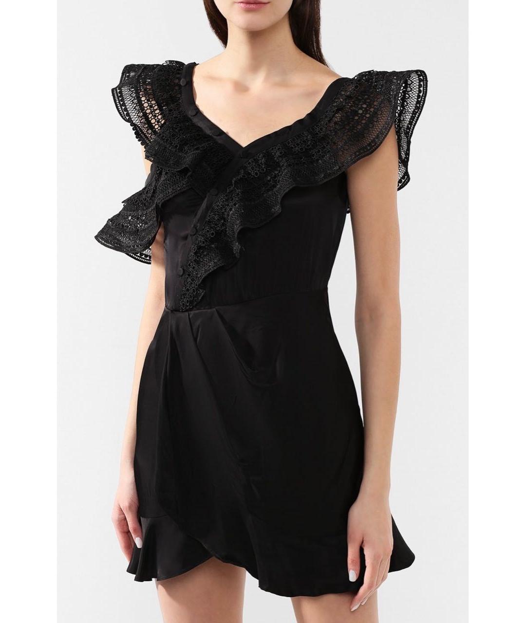 SELF-PORTRAIT Черное вискозное коктейльное платье, фото 5