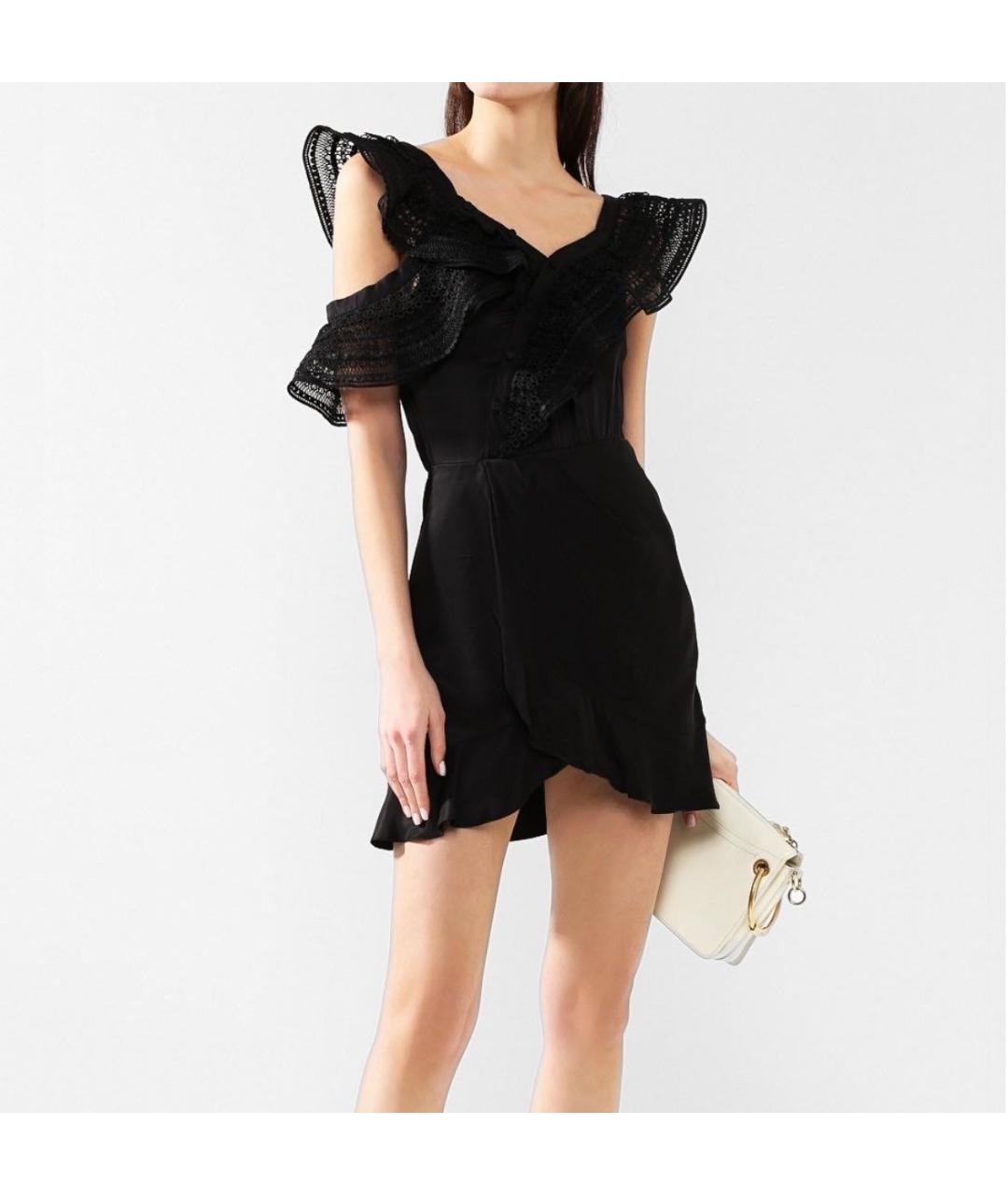 SELF-PORTRAIT Черное вискозное коктейльное платье, фото 4