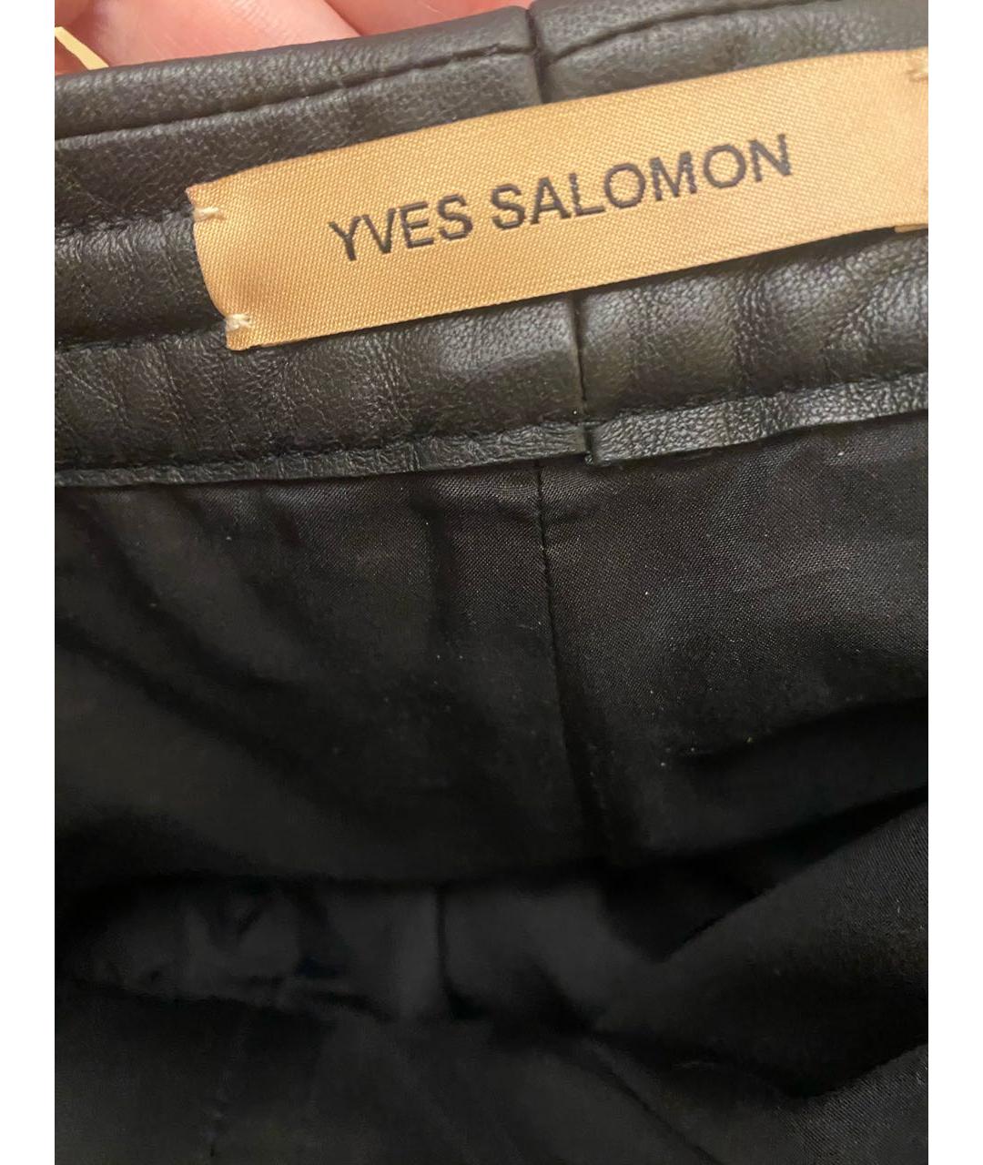 YVES SALOMON Черные кожаные брюки узкие, фото 3
