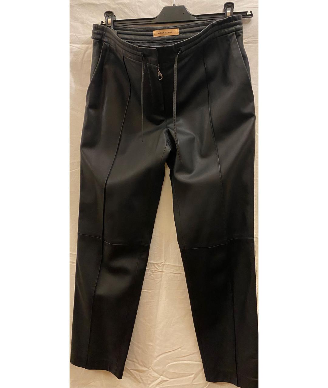 YVES SALOMON Черные кожаные брюки узкие, фото 5