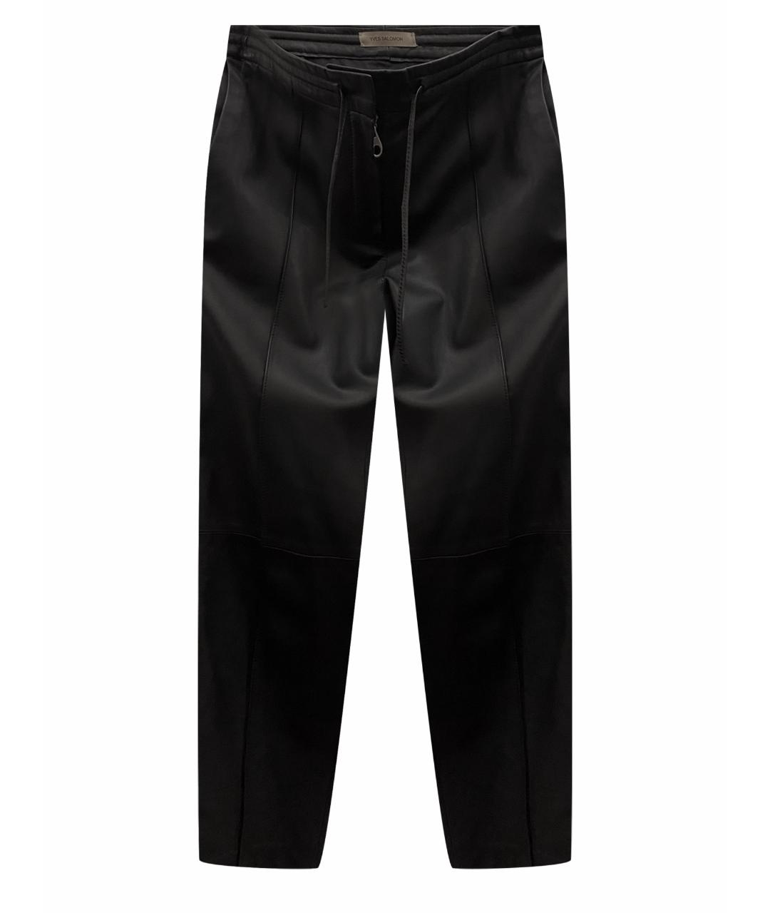 YVES SALOMON Черные кожаные брюки узкие, фото 1