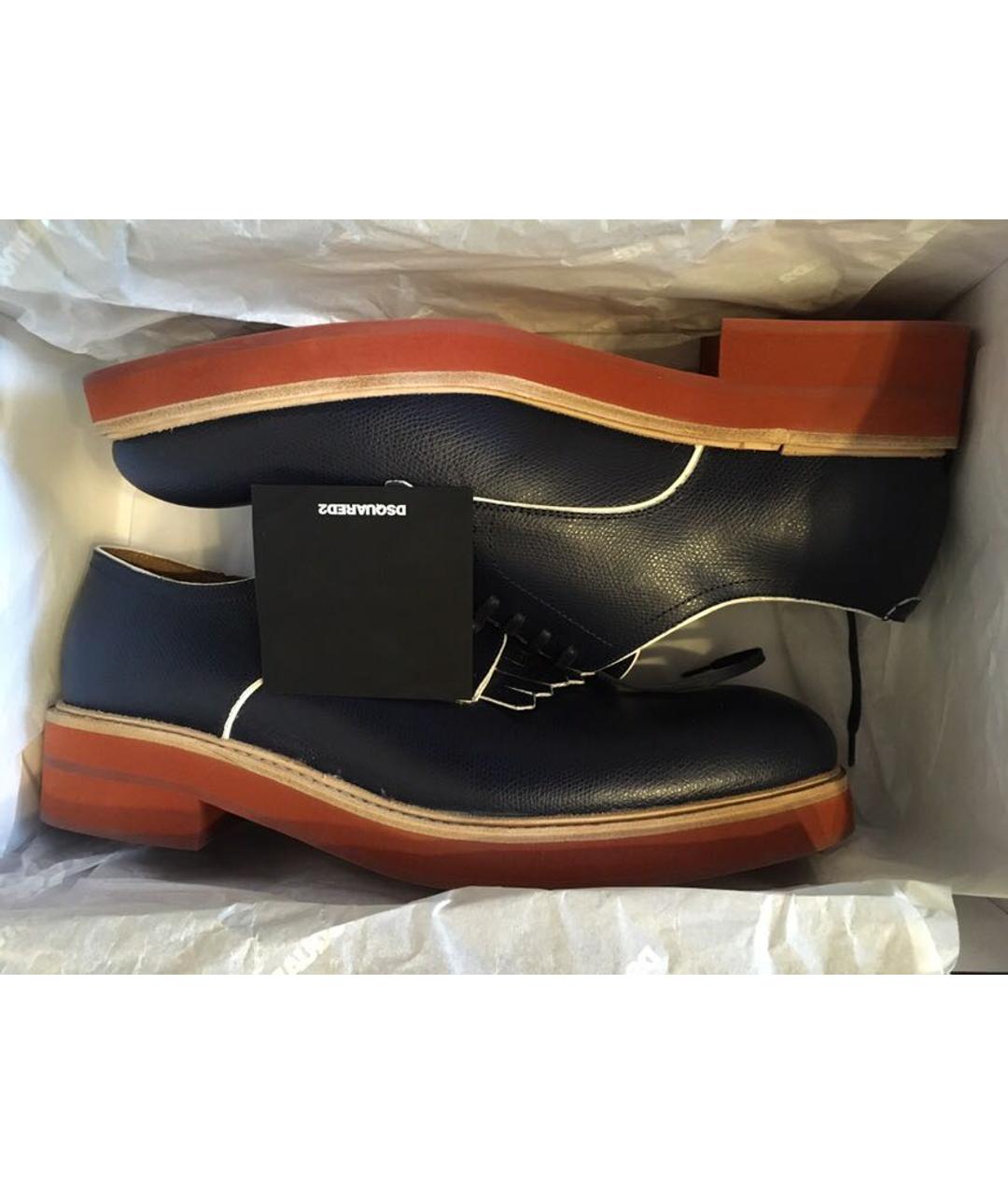 DSQUARED2 Темно-синие кожаные туфли, фото 4