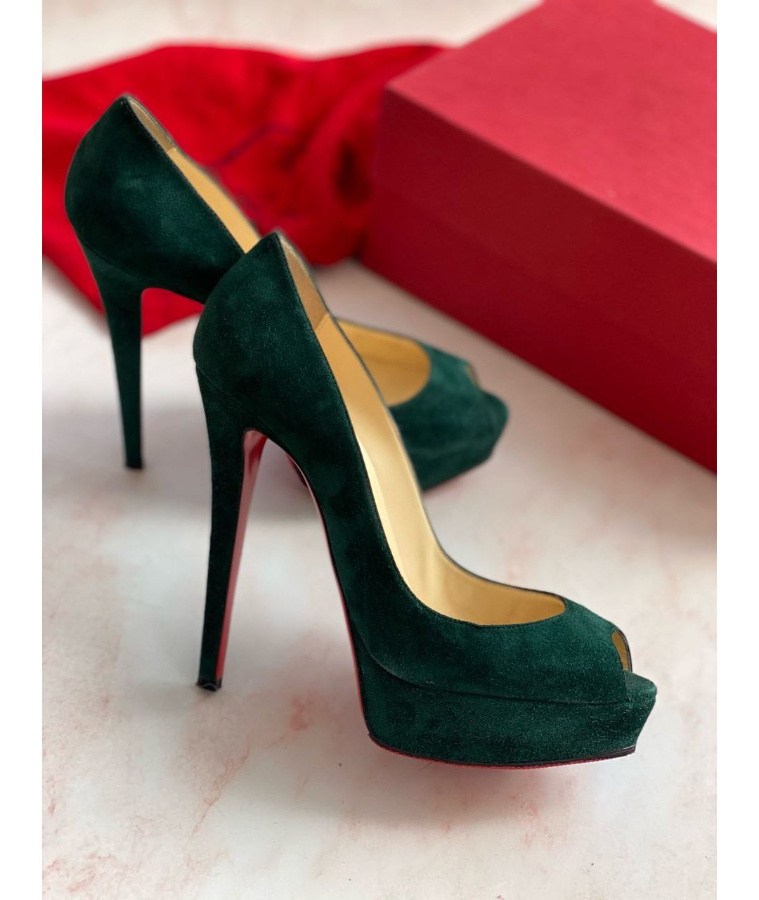 CHRISTIAN LOUBOUTIN Зеленые замшевые туфли, фото 8