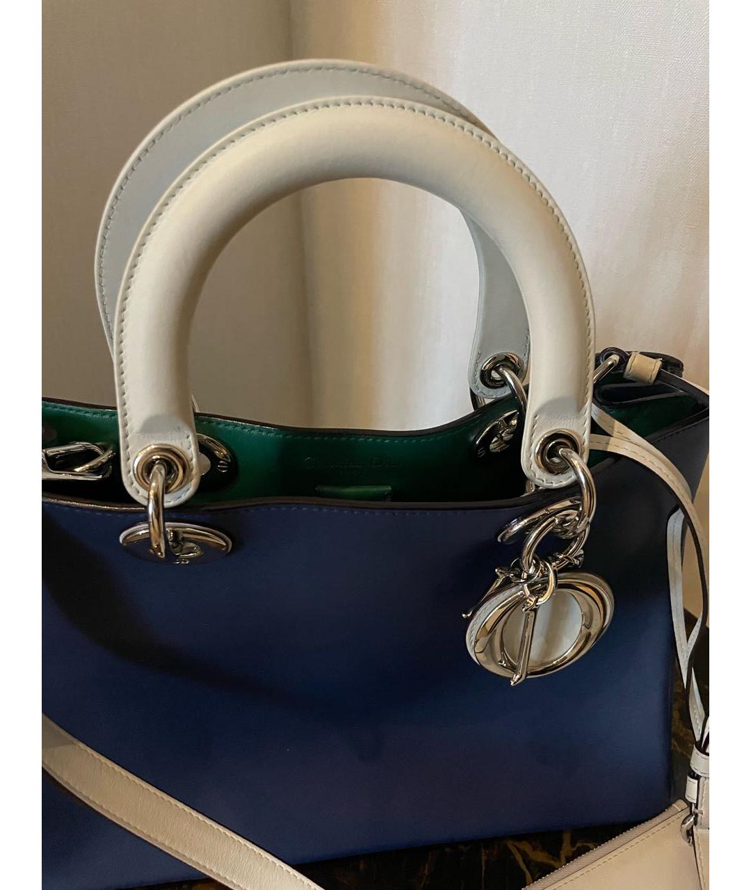 CHRISTIAN DIOR PRE-OWNED Синяя кожаная сумка с короткими ручками, фото 2