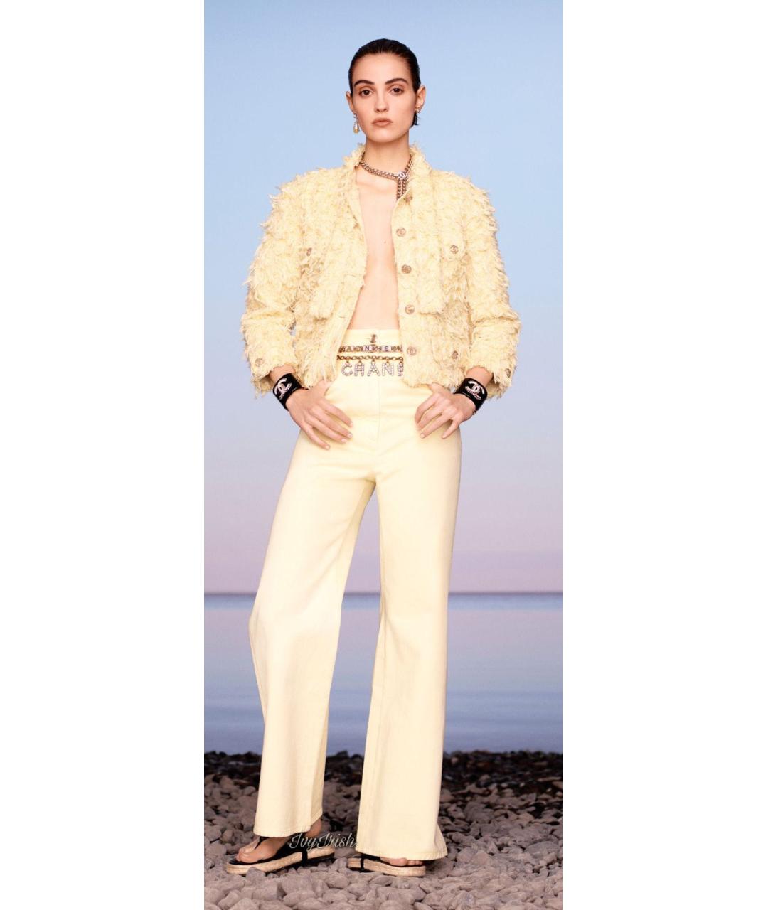 CHANEL Желтые хлопковые джинсы клеш, фото 2