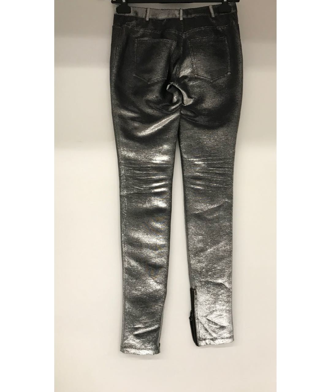 BALMAIN Серебряные прямые брюки, фото 2
