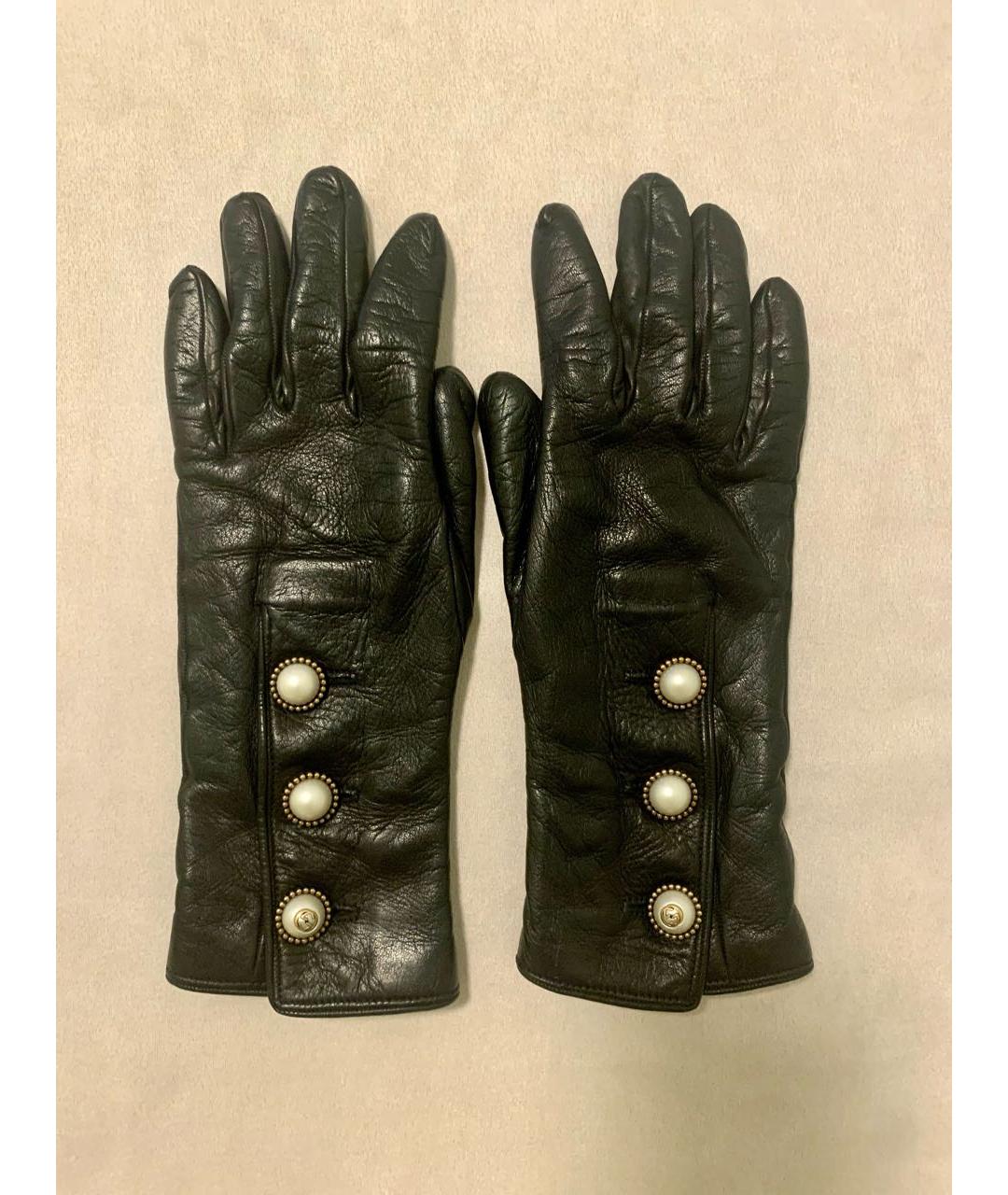 GUCCI Черные кожаные перчатки, фото 5