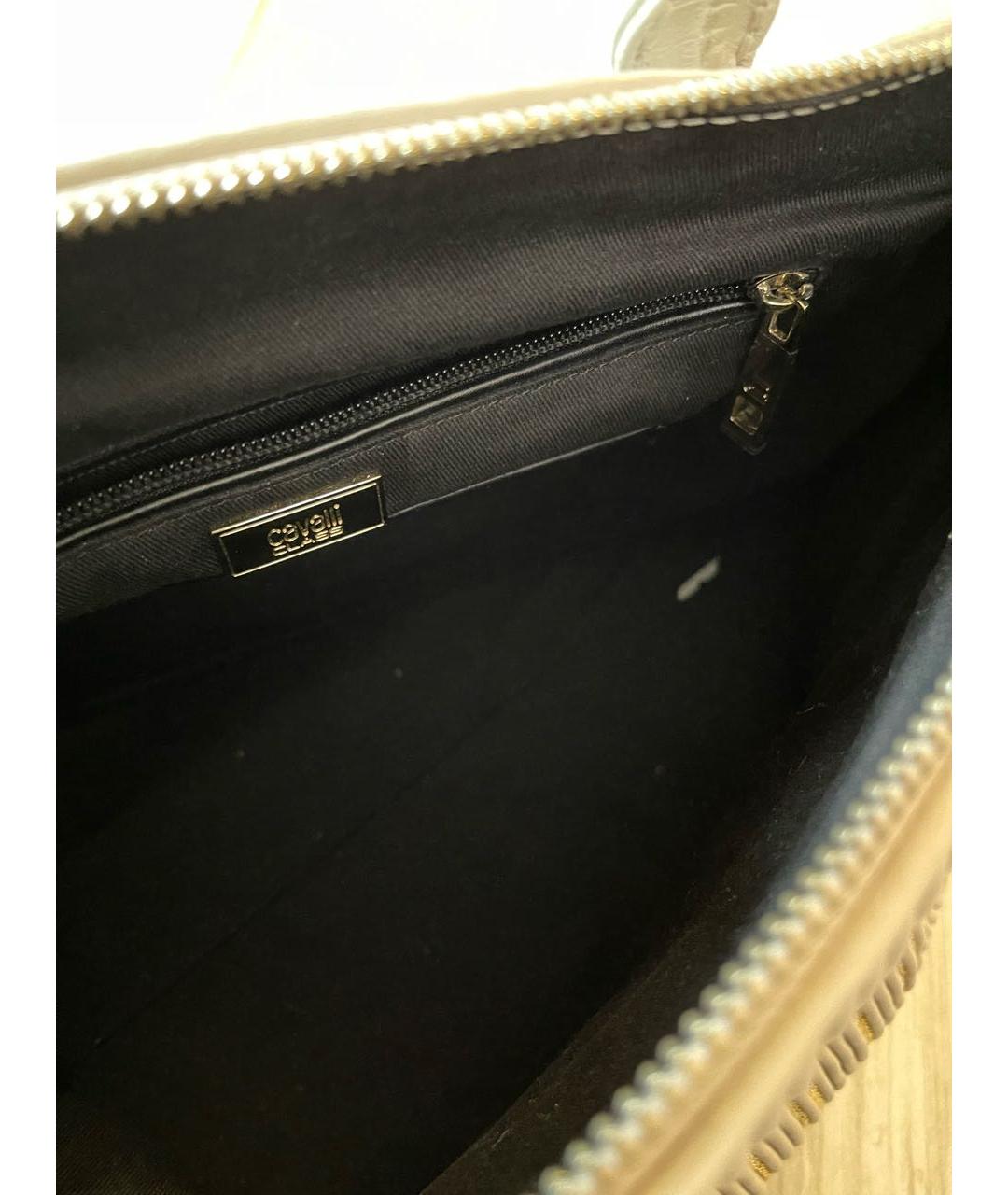 CAVALLI CLASS Серая кожаная сумка с короткими ручками, фото 4