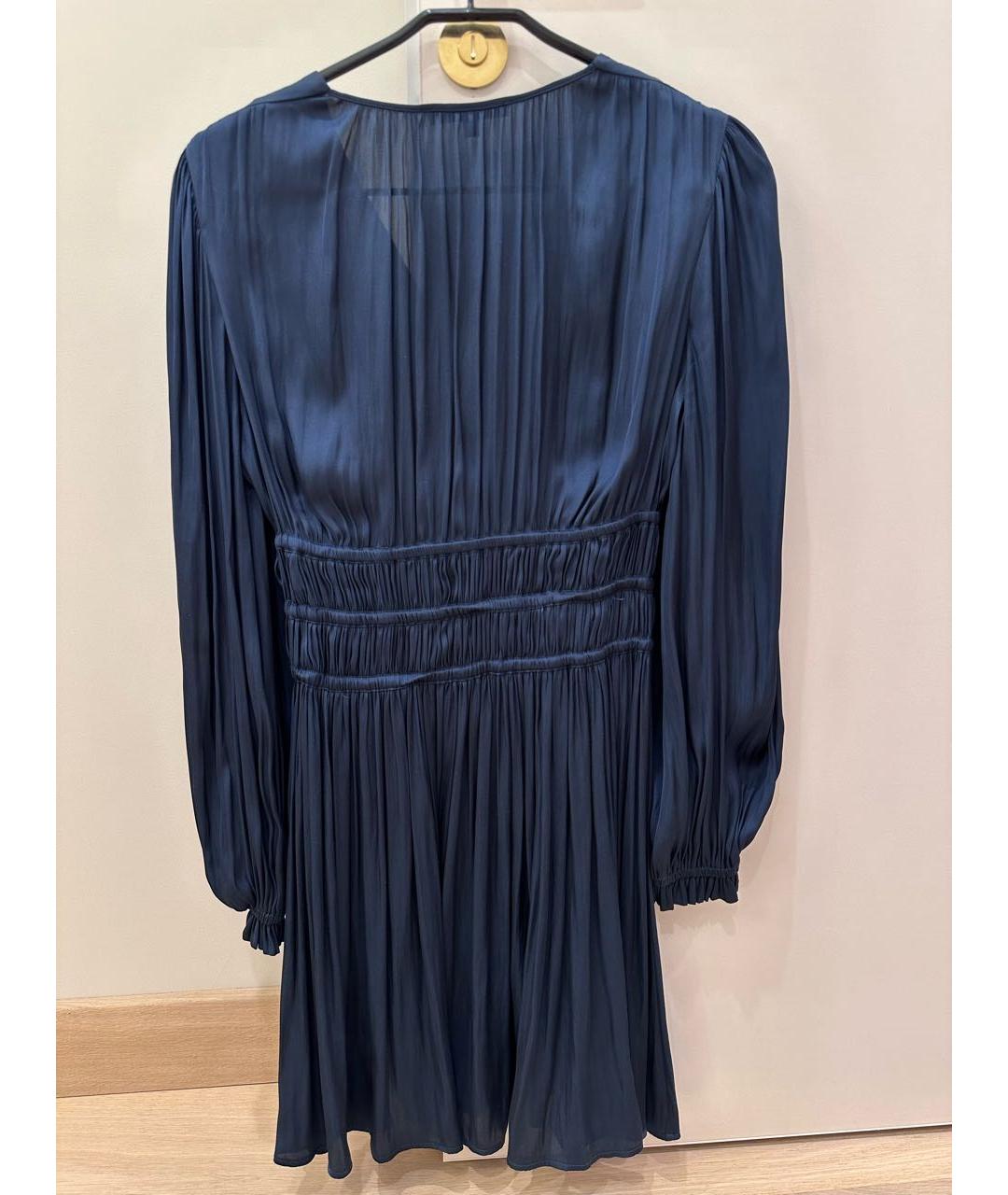 MAJE Темно-синее атласное повседневное платье, фото 2