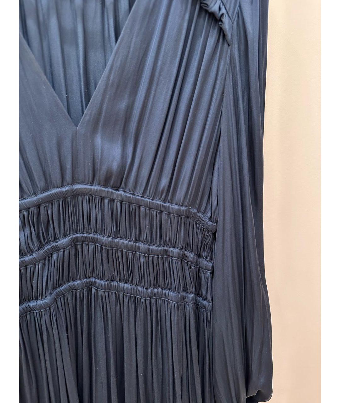 MAJE Темно-синее атласное повседневное платье, фото 3
