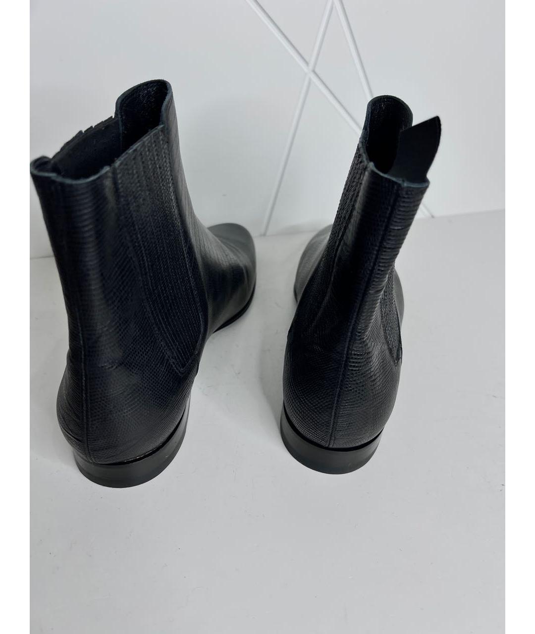 SAINT LAURENT Черные кожаные высокие ботинки, фото 5