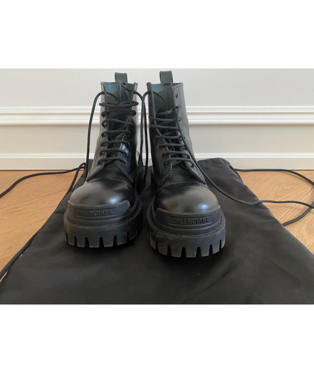 BALENCIAGA Черные кожаные ботинки, фото 2