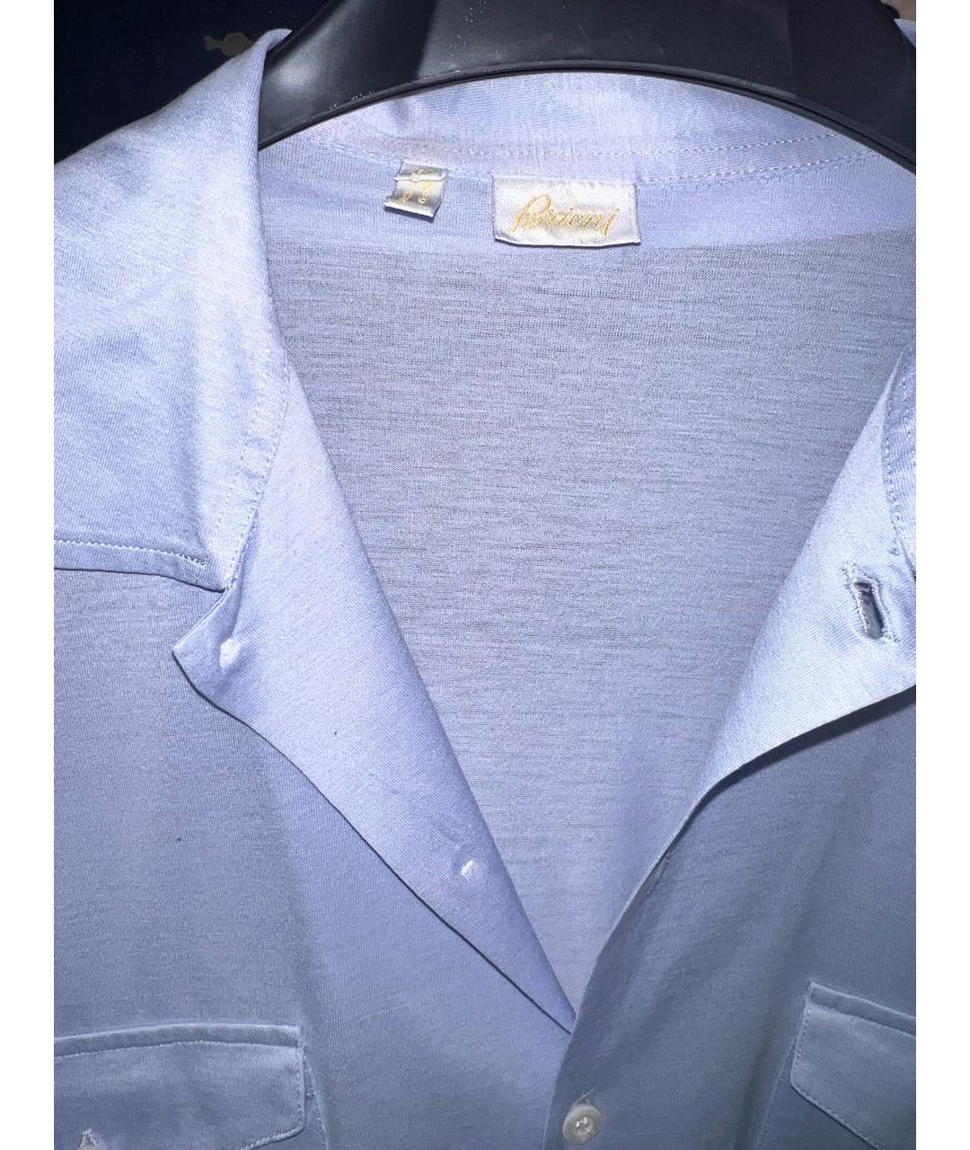 BRIONI Голубая хлопко-шелковая кэжуал рубашка, фото 4