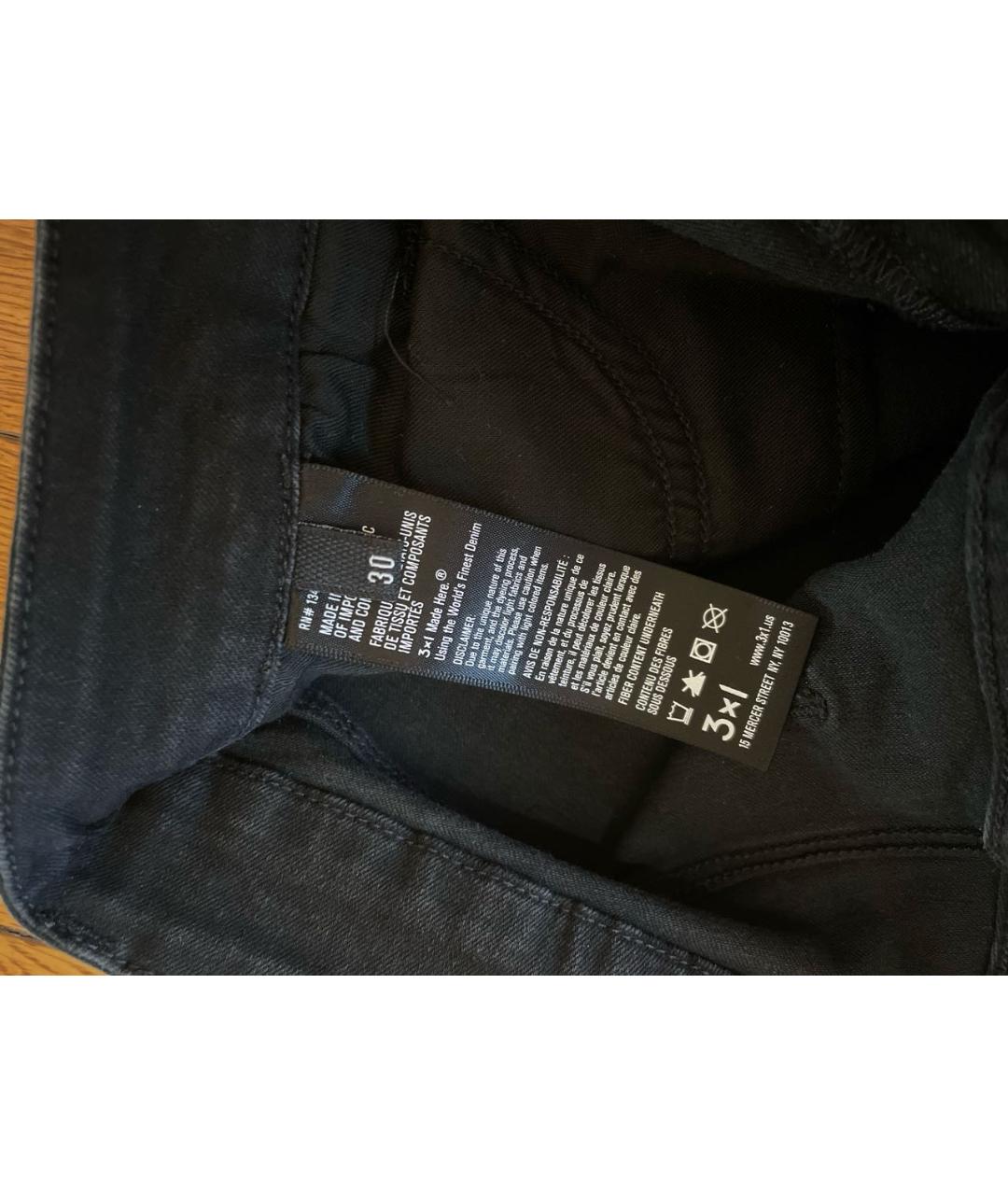 3X1 Черные хлопко-полиэстеровые прямые джинсы, фото 4
