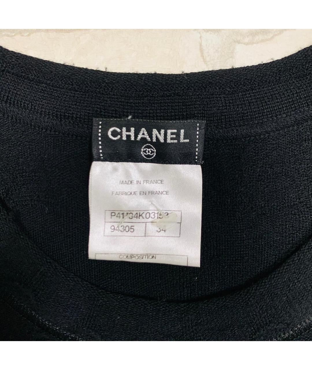 CHANEL Черное шерстяное повседневное платье, фото 2