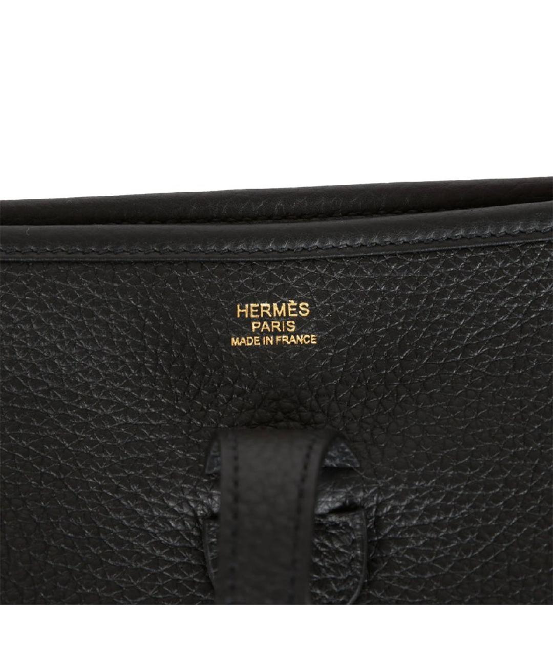 HERMES Черная кожаная сумка тоут, фото 6