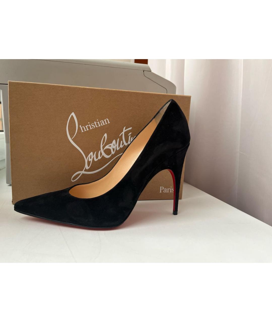 CHRISTIAN LOUBOUTIN Черные замшевые туфли, фото 5