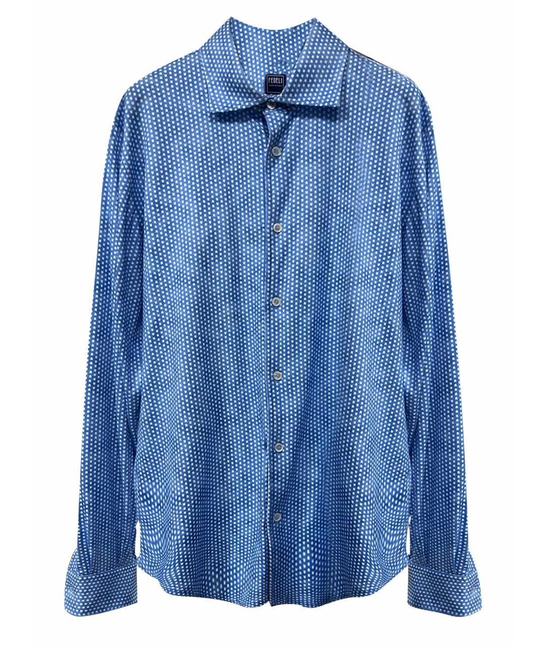 FEDELI Голубая хлопковая кэжуал рубашка, фото 1