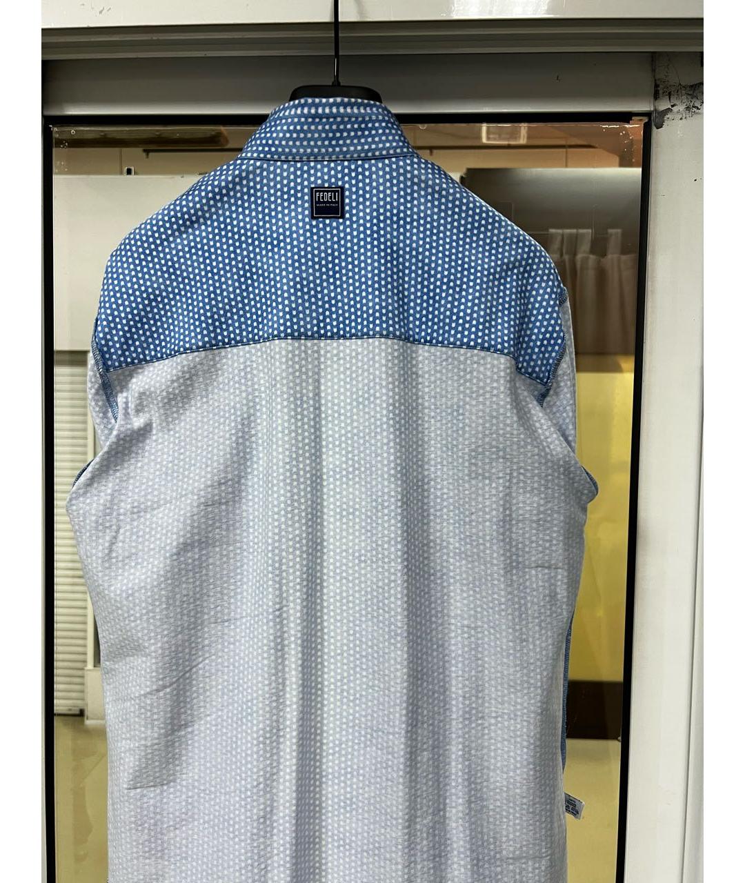 FEDELI Голубая хлопковая кэжуал рубашка, фото 3