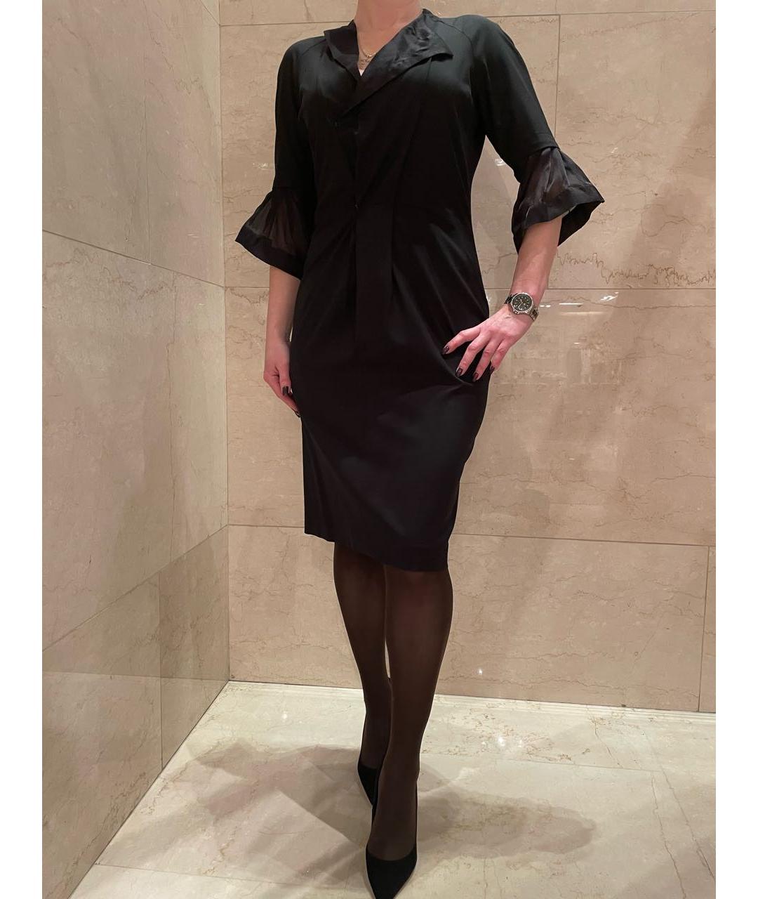 ANTONIO BERARDI Черное шерстяное коктейльное платье, фото 8