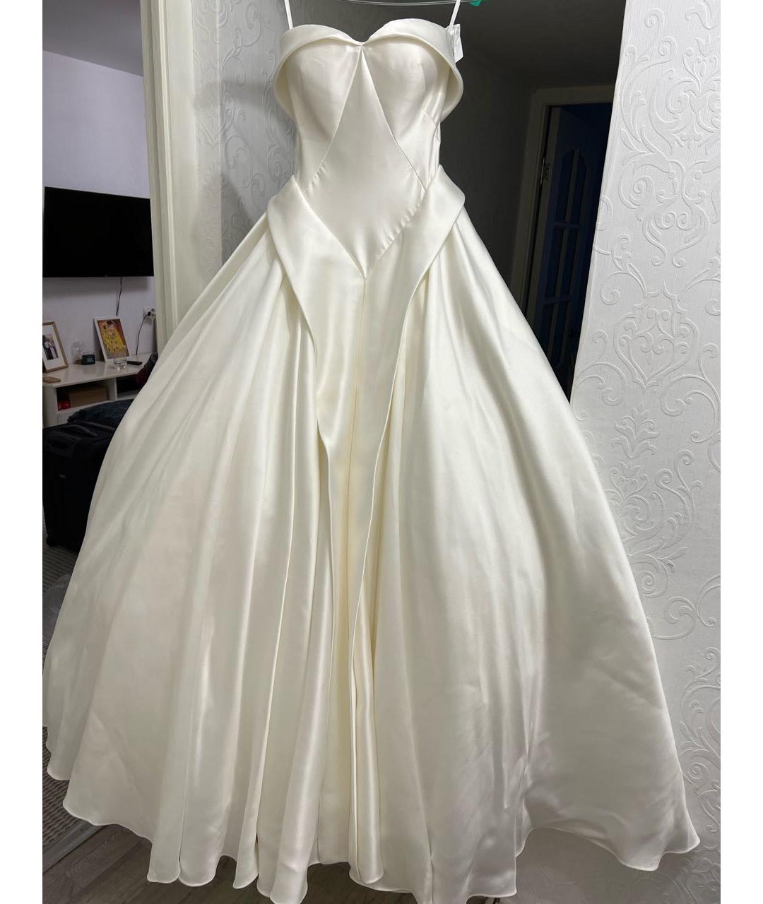 ZAC POSEN Белое атласное свадебное платье, фото 9