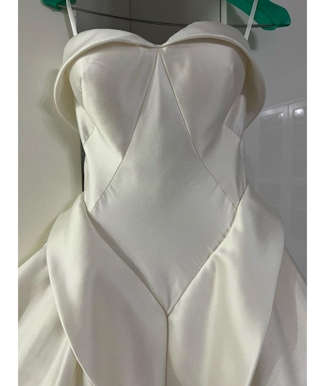 ZAC POSEN Белое атласное свадебное платье, фото 4