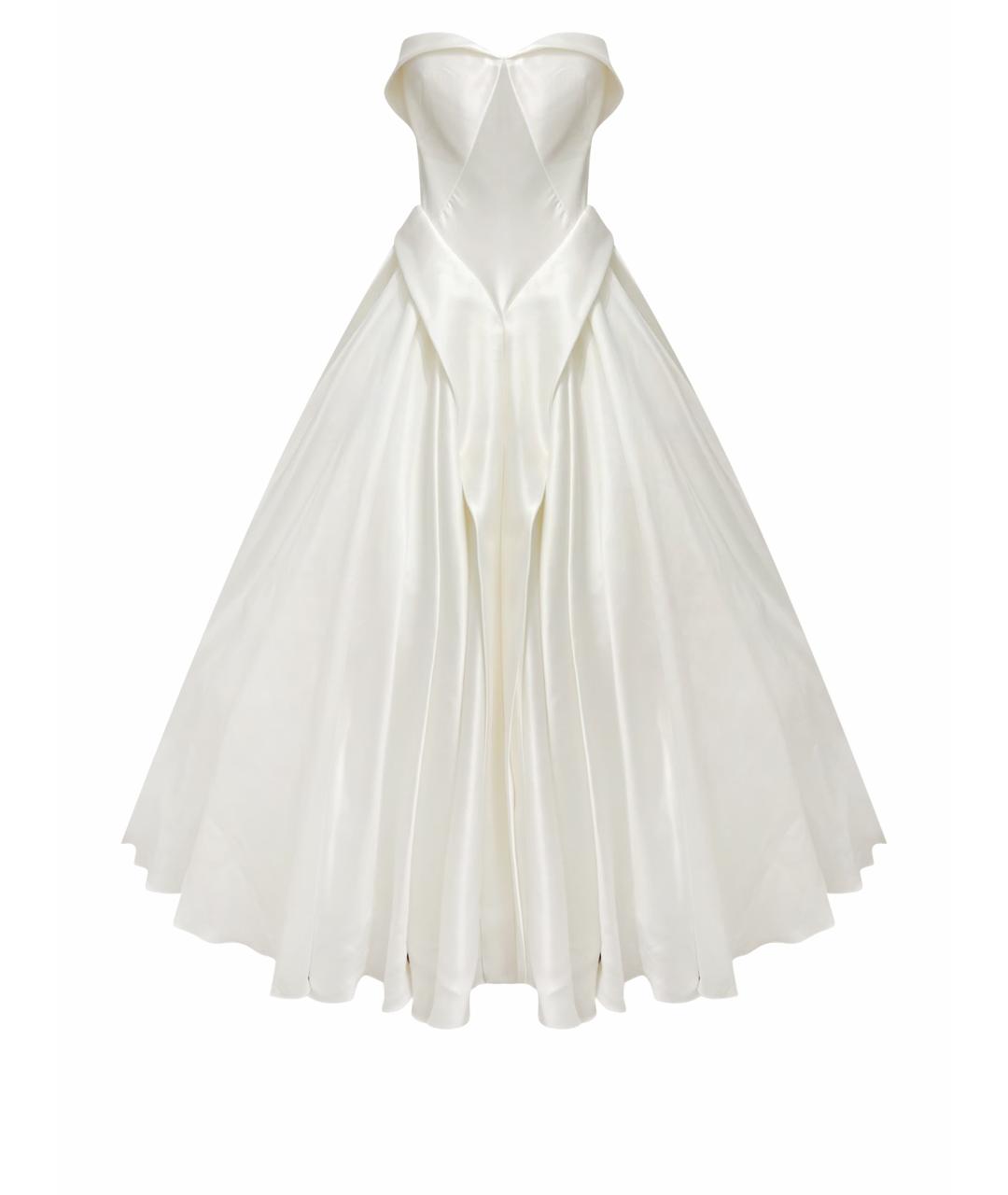 ZAC POSEN Белое атласное свадебное платье, фото 1