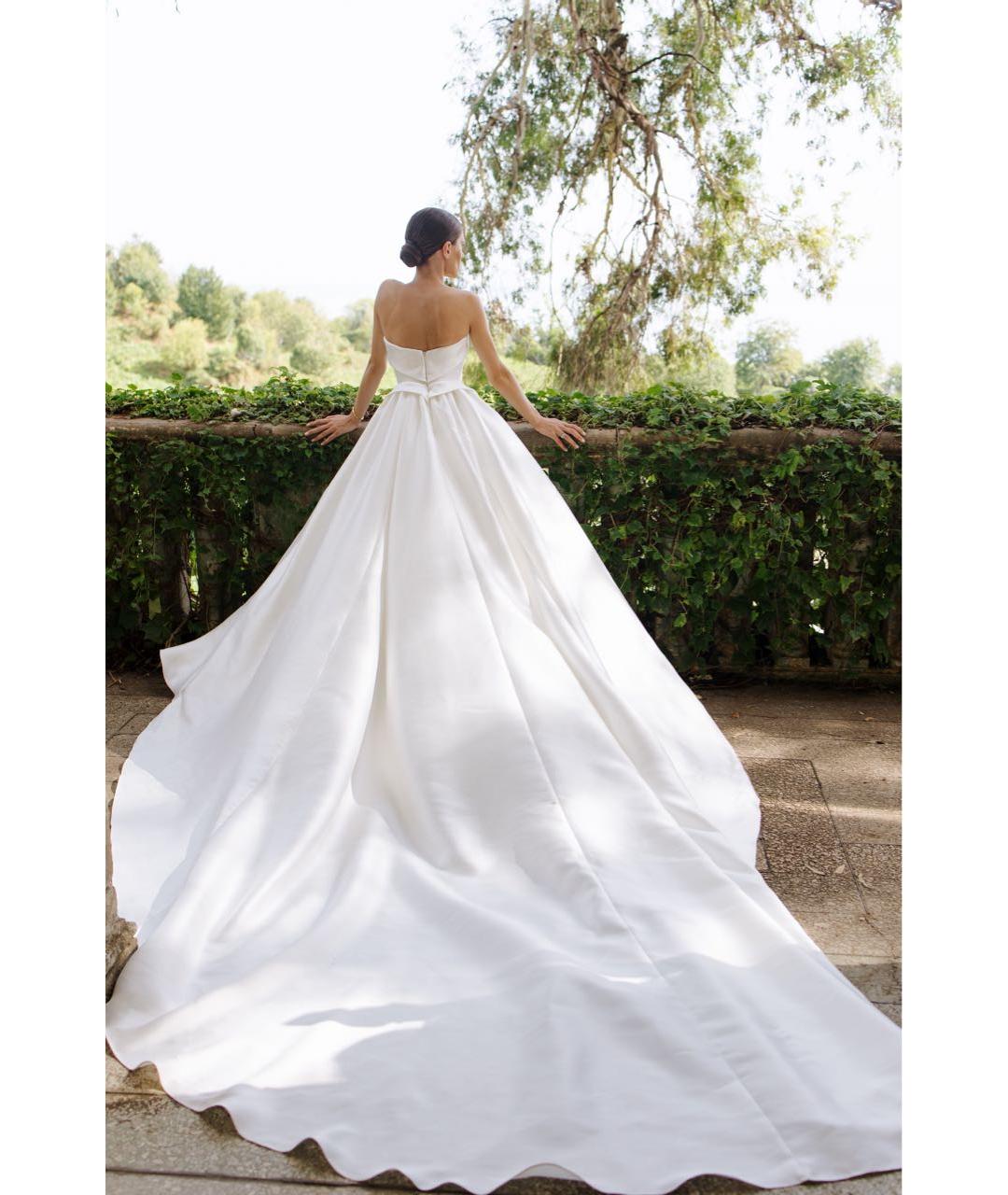 ZAC POSEN Белое атласное свадебное платье, фото 6