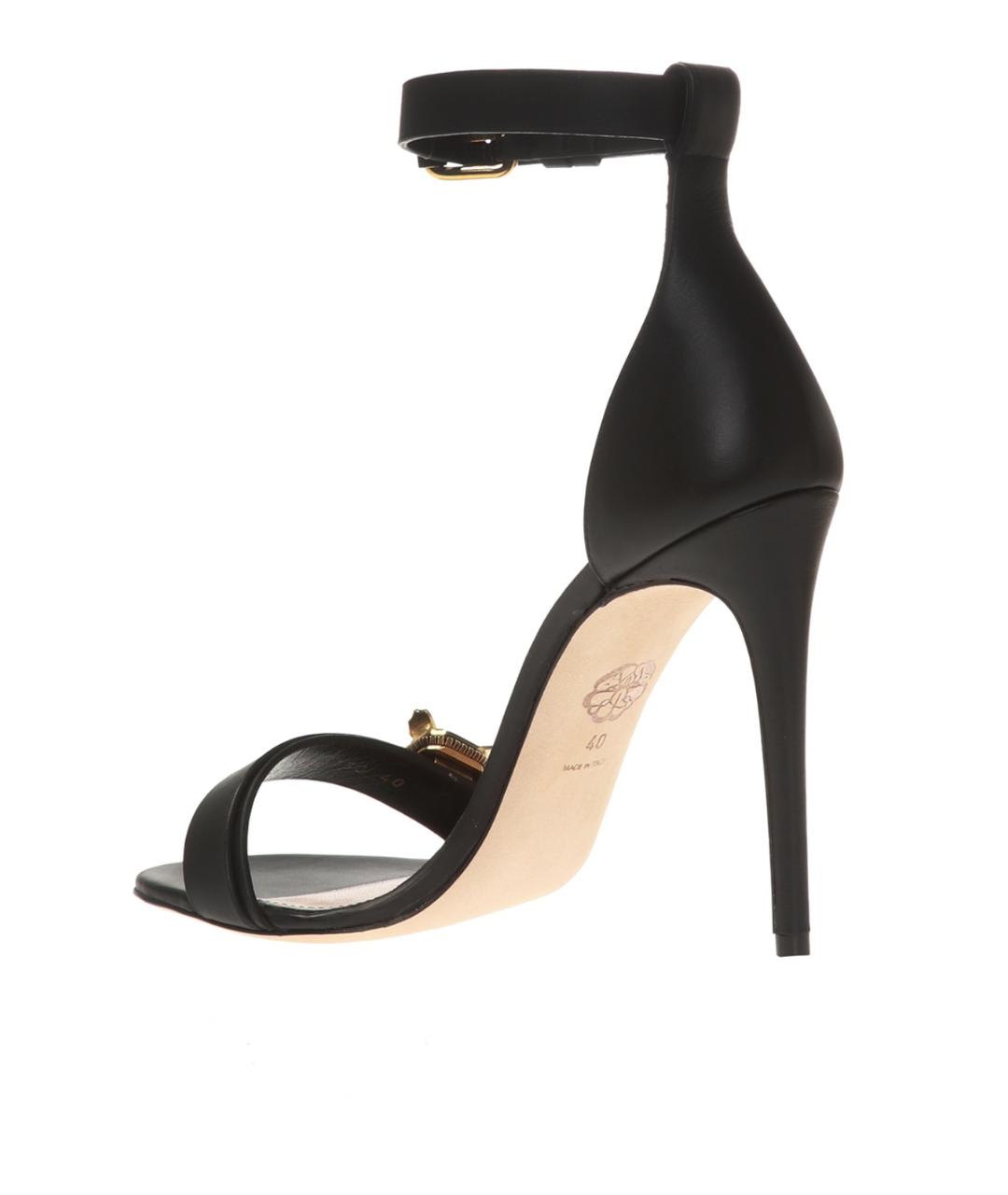 ALEXANDER MCQUEEN Черные кожаные босоножки, фото 2