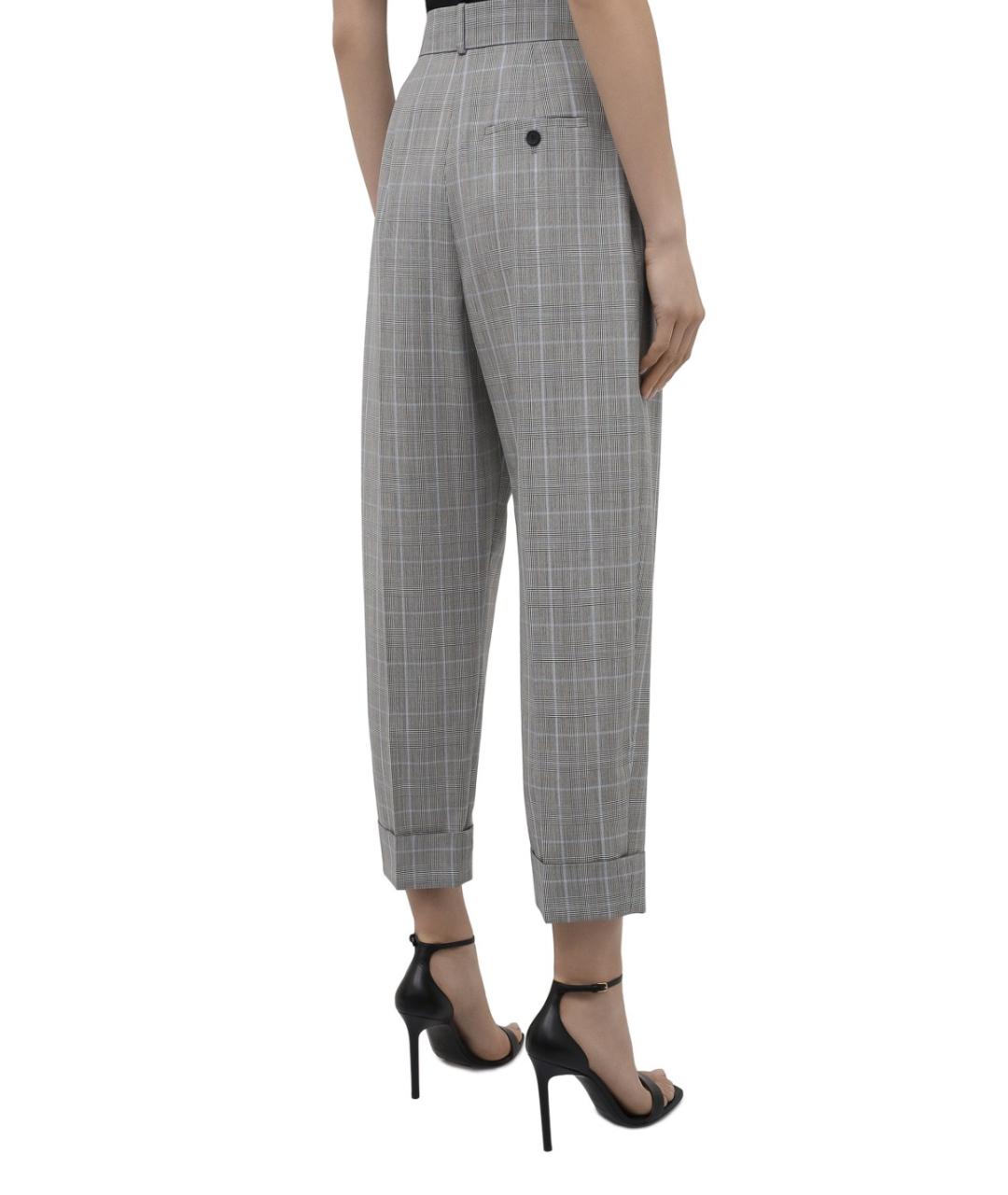 ALEXANDER MCQUEEN Серые шерстяные прямые брюки, фото 3