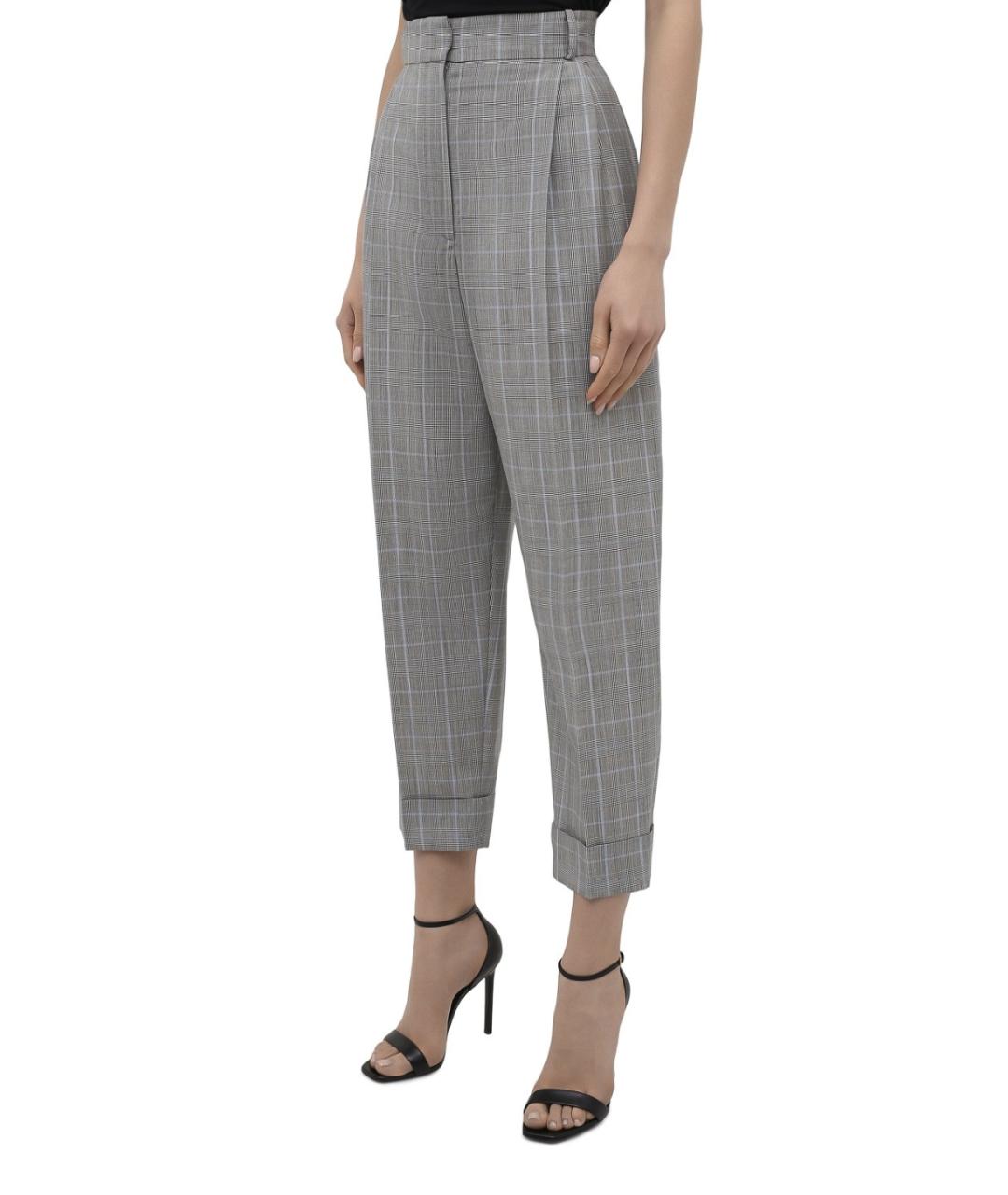 ALEXANDER MCQUEEN Серые шерстяные прямые брюки, фото 2