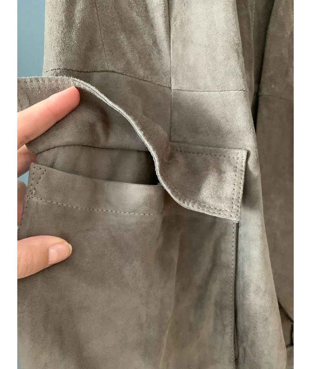 BRUNELLO CUCINELLI Серый замшевый жакет/пиджак, фото 4