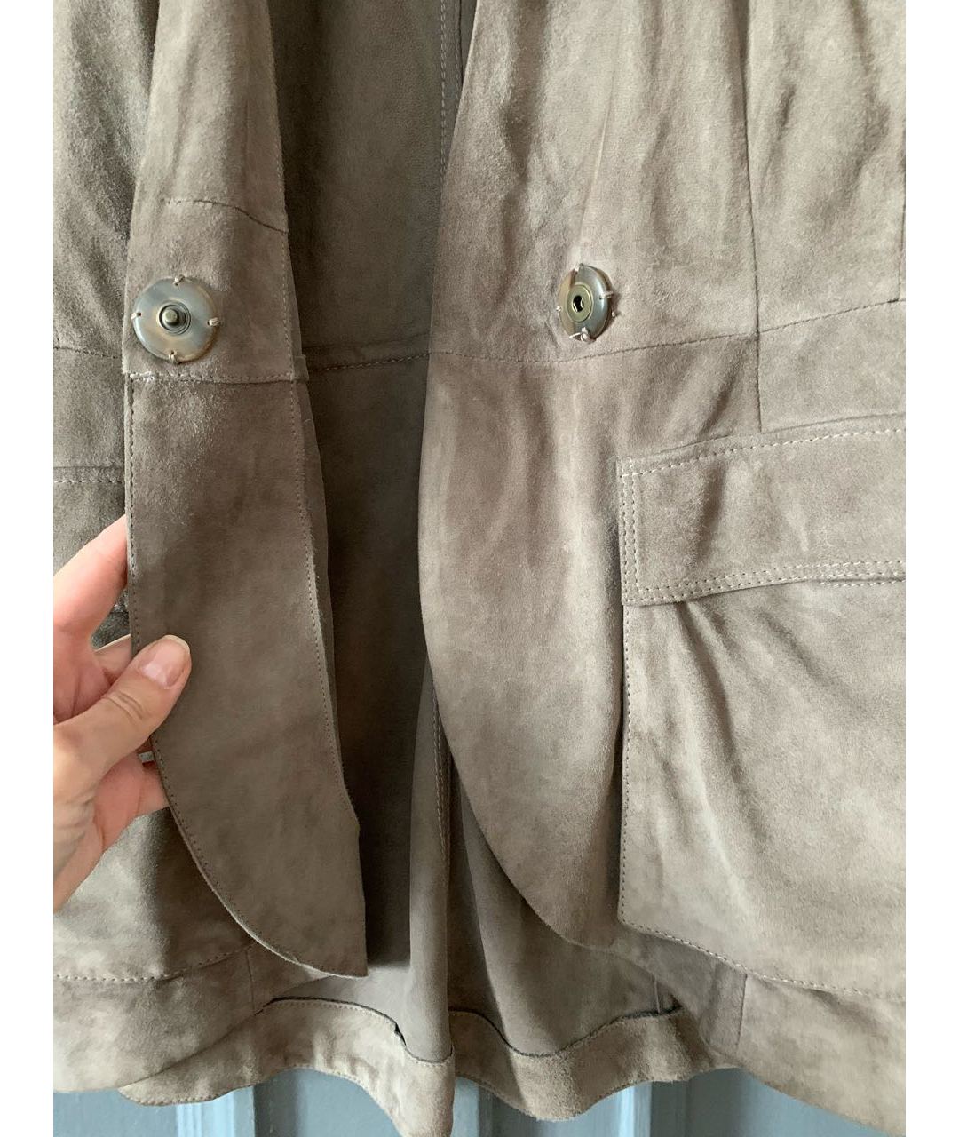 BRUNELLO CUCINELLI Серый замшевый жакет/пиджак, фото 3