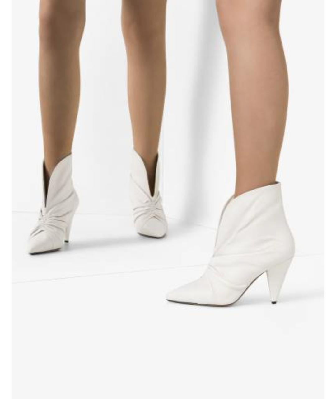 ISABEL MARANT Белые кожаные ботильоны, фото 2