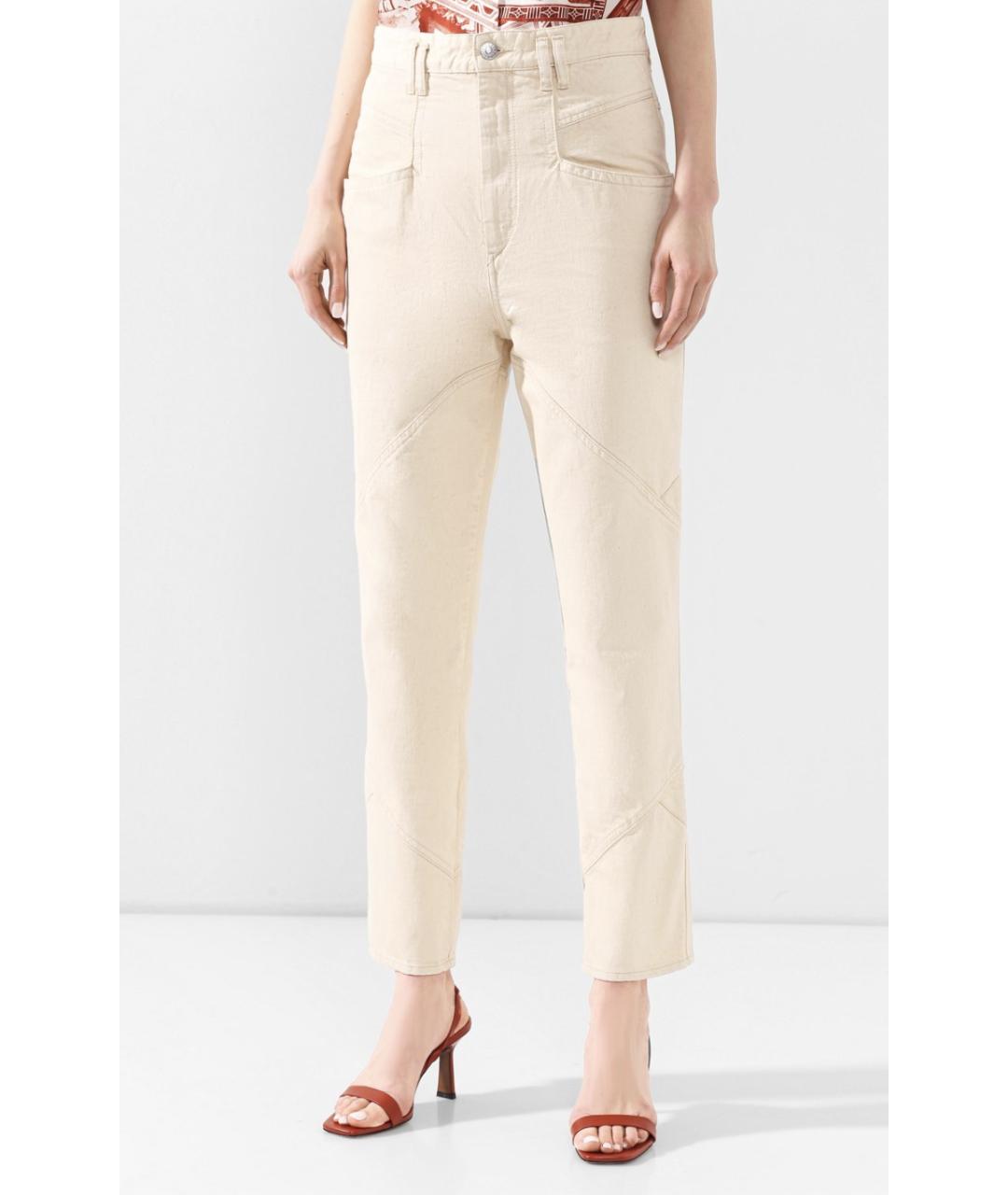 ISABEL MARANT Белые хлопковые прямые джинсы, фото 2