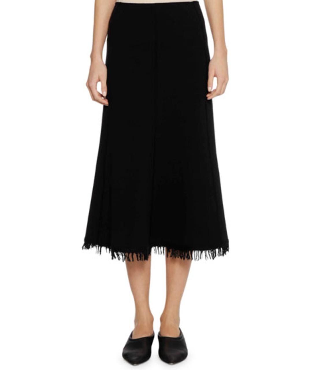 JIL SANDER Черная шерстяная юбка миди, фото 3