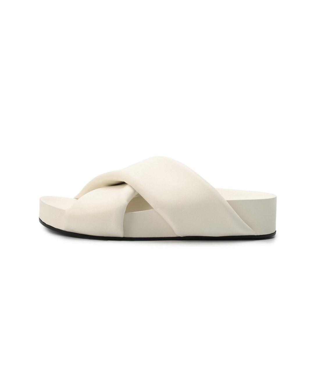 JIL SANDER Бежевые кожаные шлепанцы, фото 3