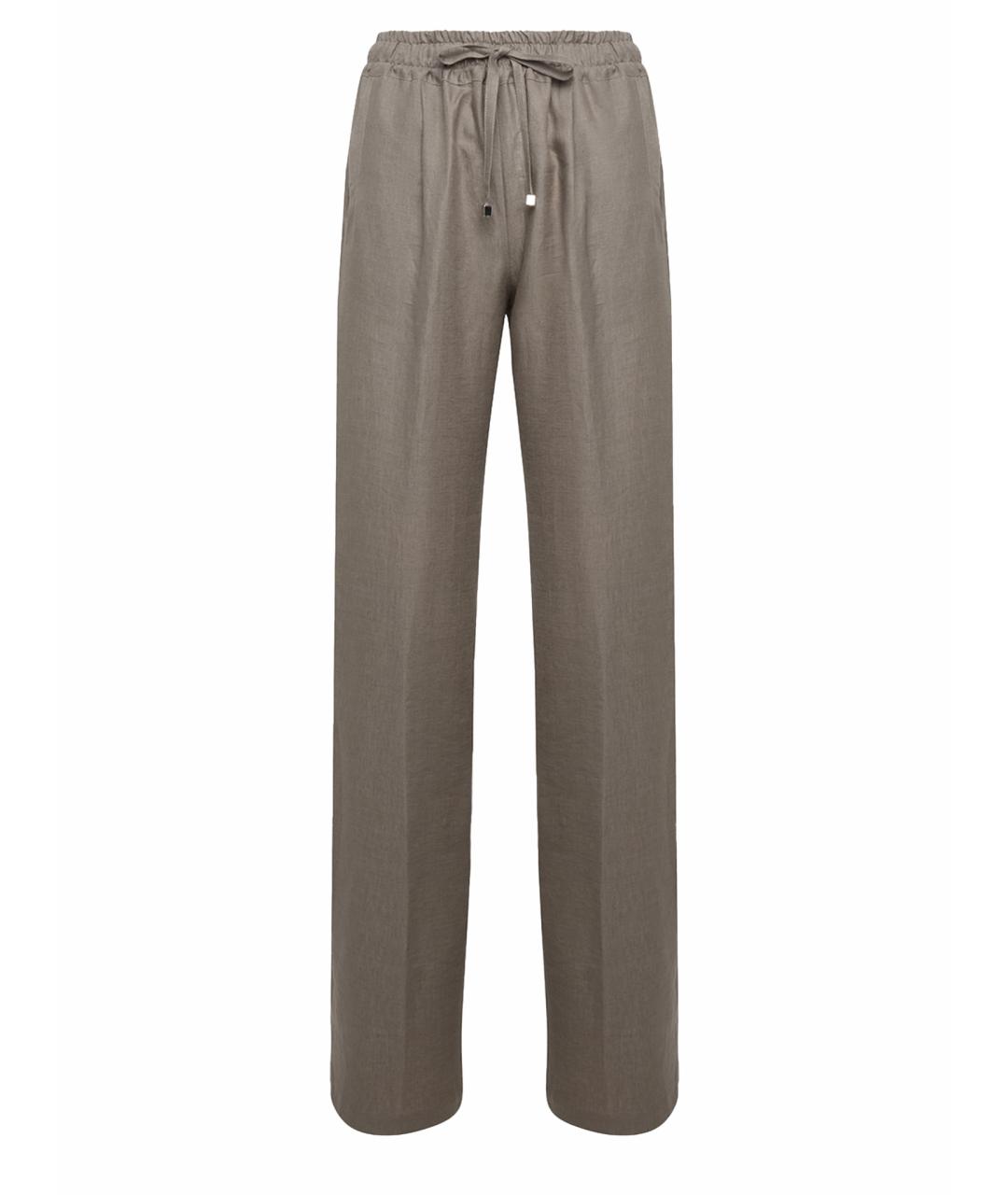 KITON Бежевые льняные прямые брюки, фото 1