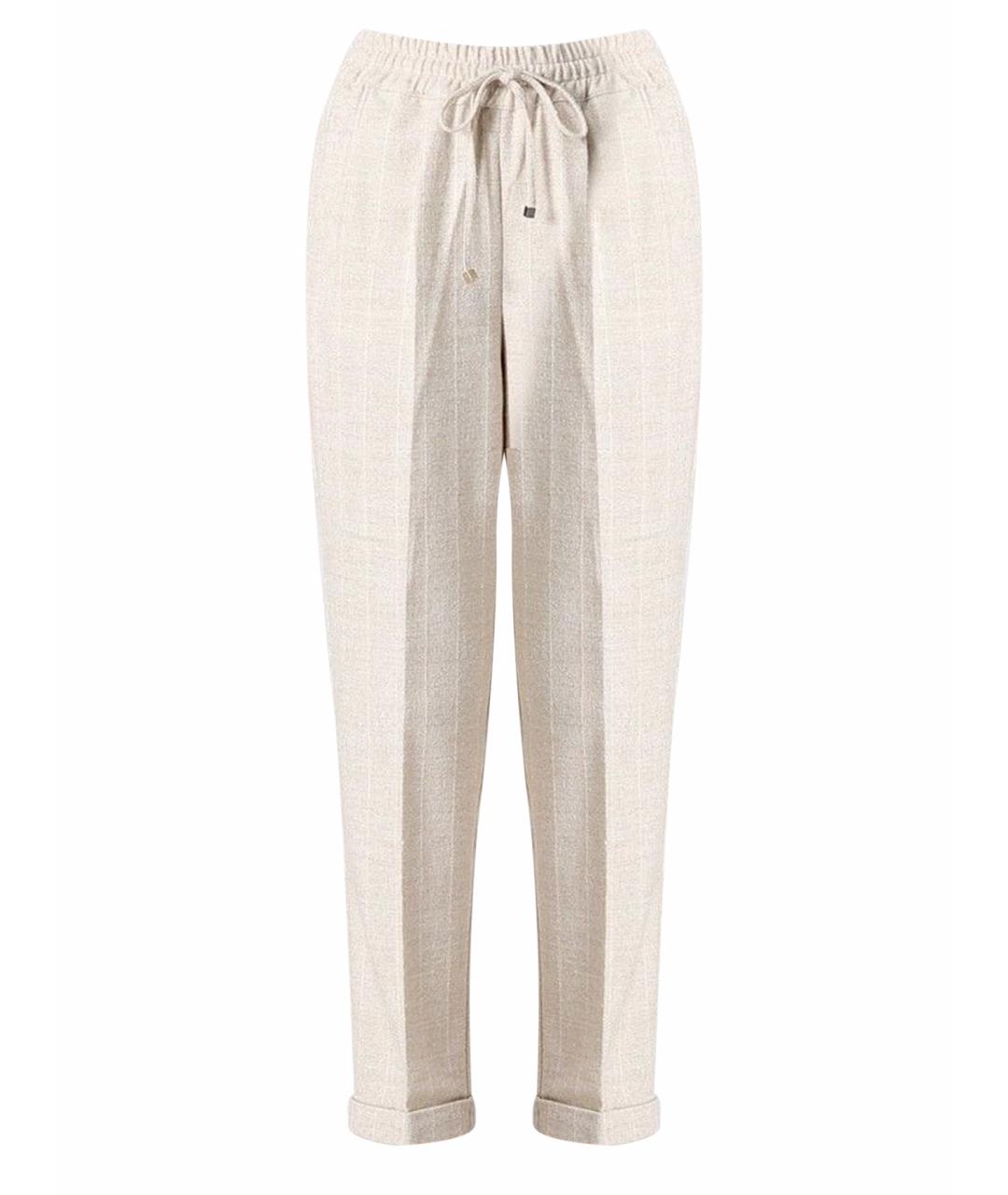 KITON Белые шерстяные прямые брюки, фото 1