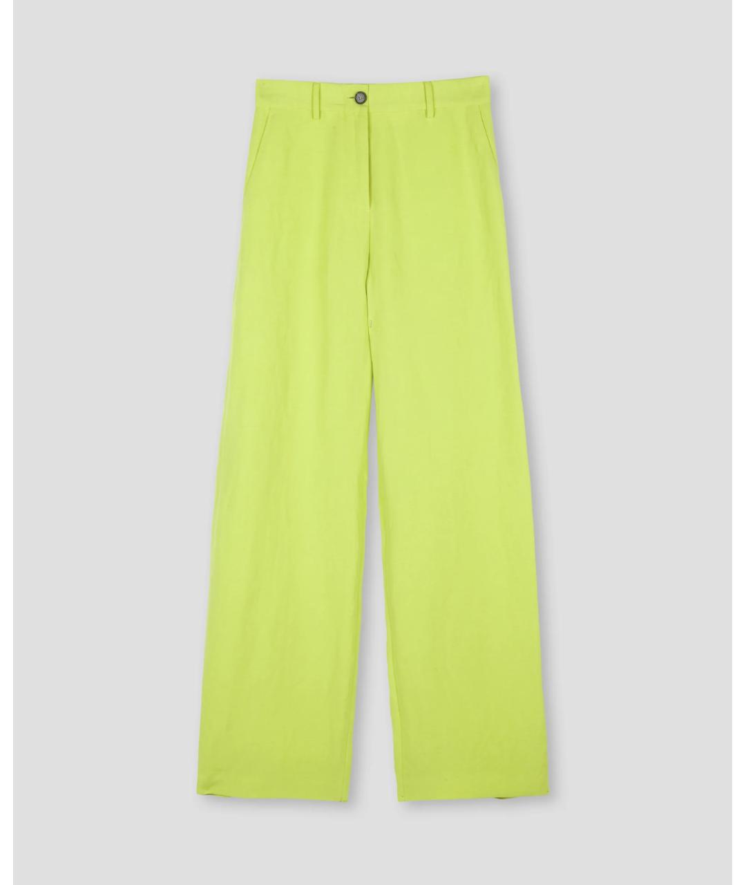MSGM Салатовые льняные брюки широкие, фото 3