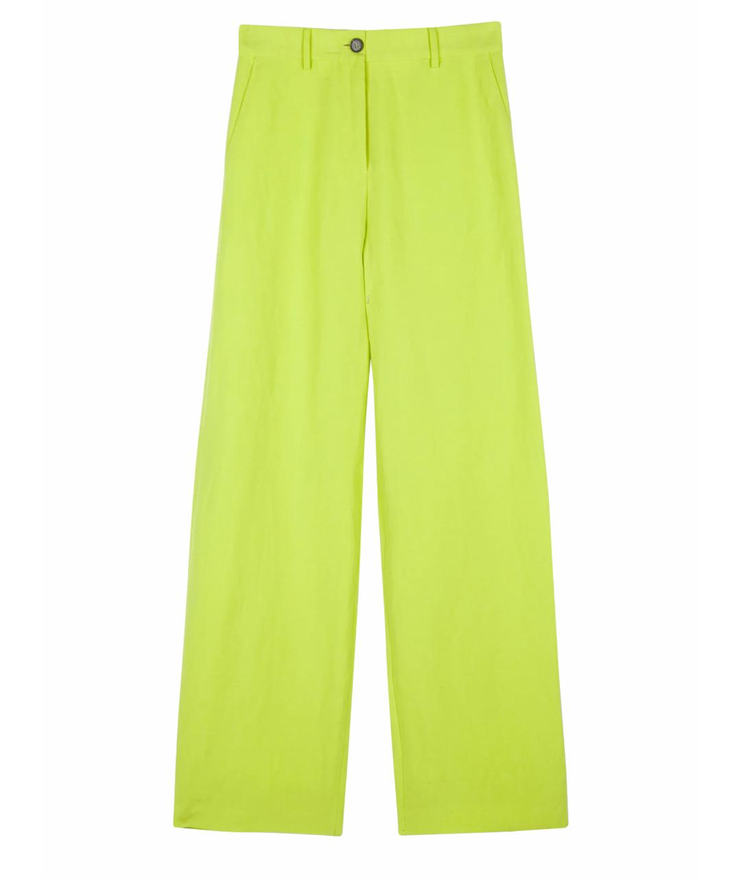 MSGM Салатовые льняные брюки широкие, фото 1