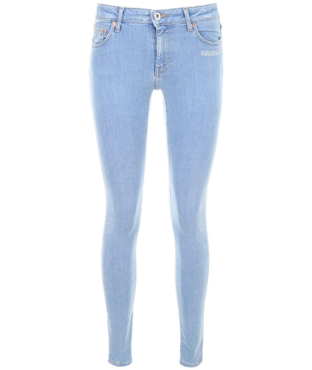 OFF-WHITE Голубые хлопковые джинсы слим, фото 1