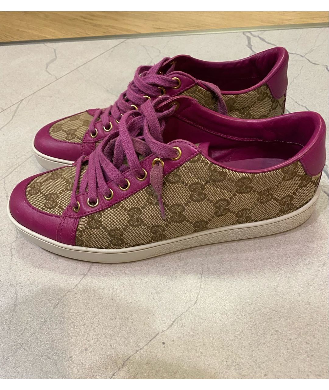 GUCCI Розовые текстильные кроссовки, фото 5