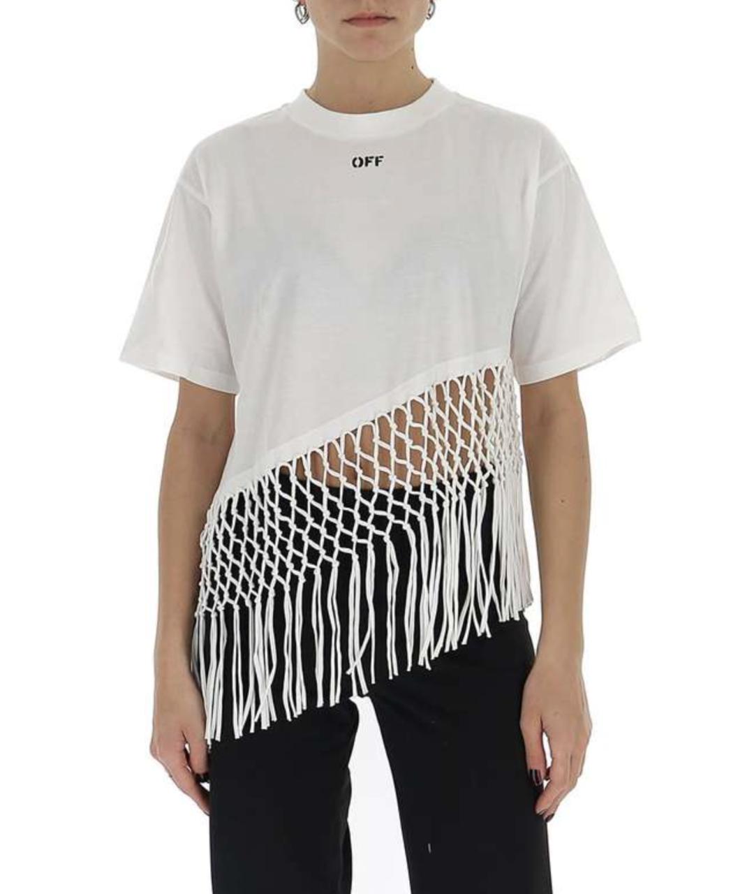 OFF-WHITE Белая хлопковая футболка, фото 2