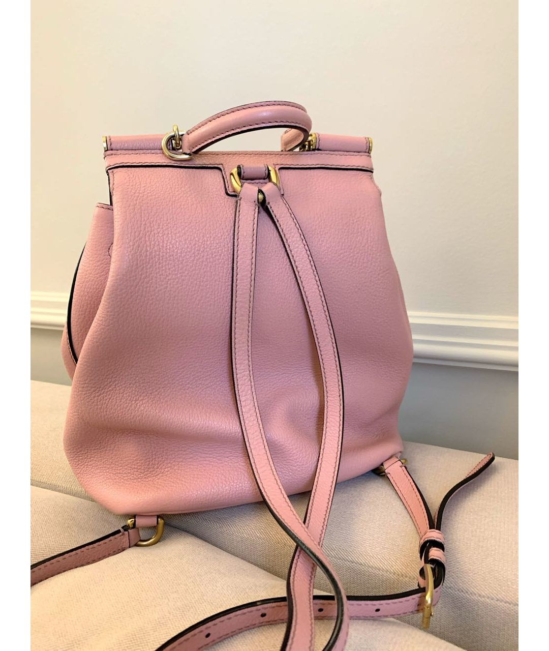 DOLCE&GABBANA Розовый кожаный рюкзак, фото 3