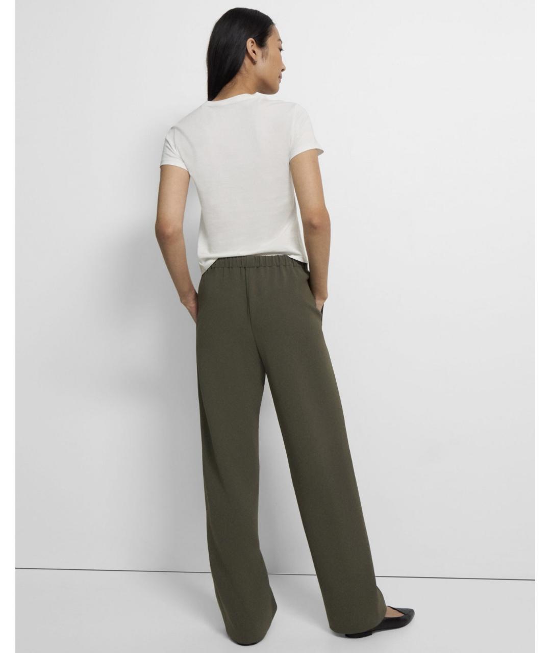 THEORY Зеленые прямые брюки, фото 3