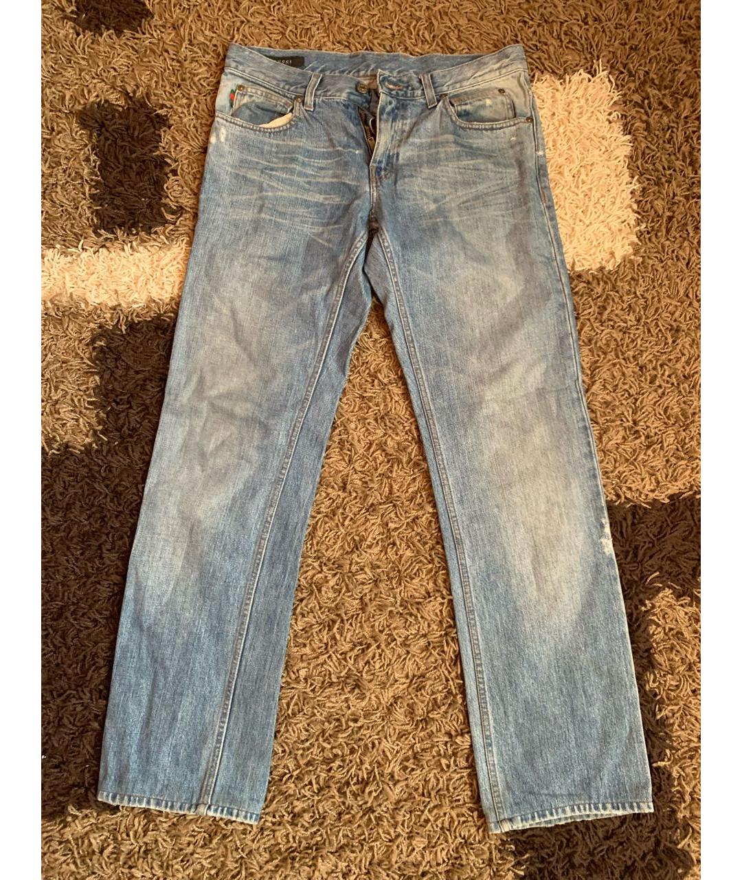 GUCCI Голубые хлопковые джинсы, фото 3