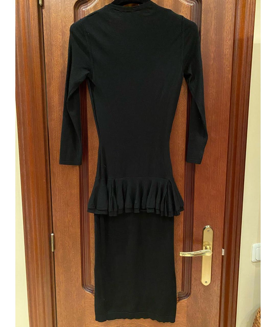 ALEXANDER MCQUEEN Черное шерстяное коктейльное платье, фото 2