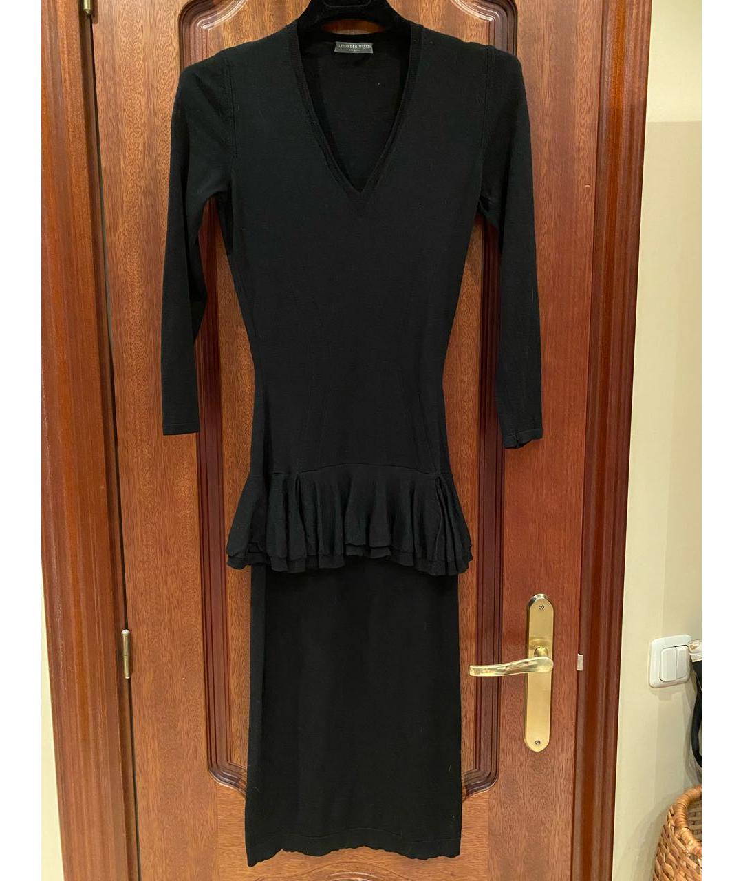 ALEXANDER MCQUEEN Черное шерстяное коктейльное платье, фото 7