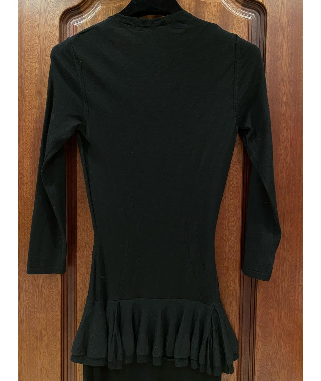 ALEXANDER MCQUEEN Черное шерстяное коктейльное платье, фото 3
